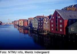 wodden wharfs along the river of Nidelven